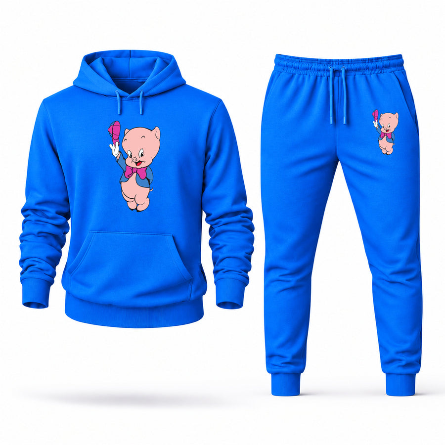 Men's Porky Pig Hoodie Joggers Set