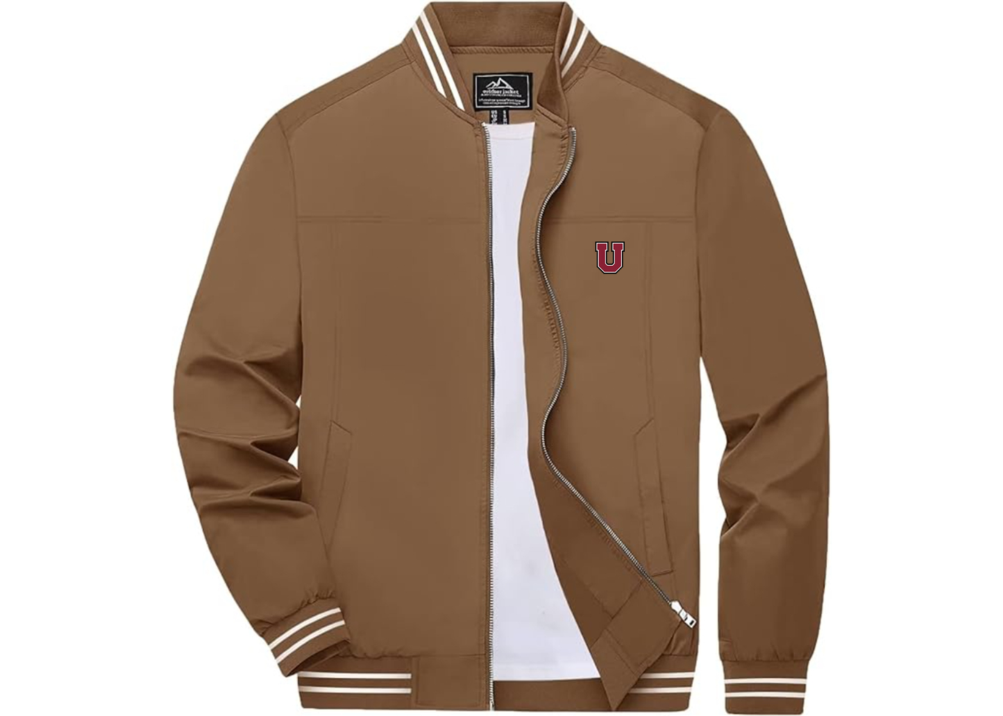 Men's Union Dutchmen Lightweight Zip-Up Bomber Jacket with Ribbed Collar and Cuffs Versatile Casual Outerwear