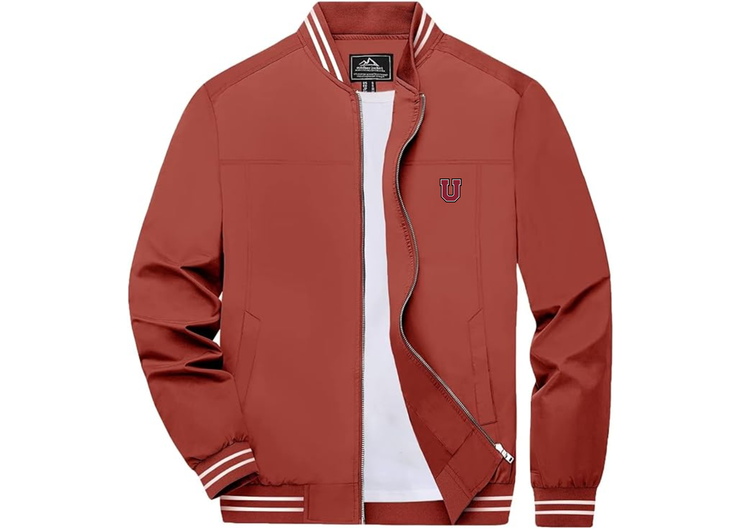 Men's Union Dutchmen Lightweight Zip-Up Bomber Jacket with Ribbed Collar and Cuffs Versatile Casual Outerwear