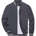 Men's Union Dutchmen Lightweight Zip-Up Bomber Jacket with Ribbed Collar and Cuffs Versatile Casual Outerwear