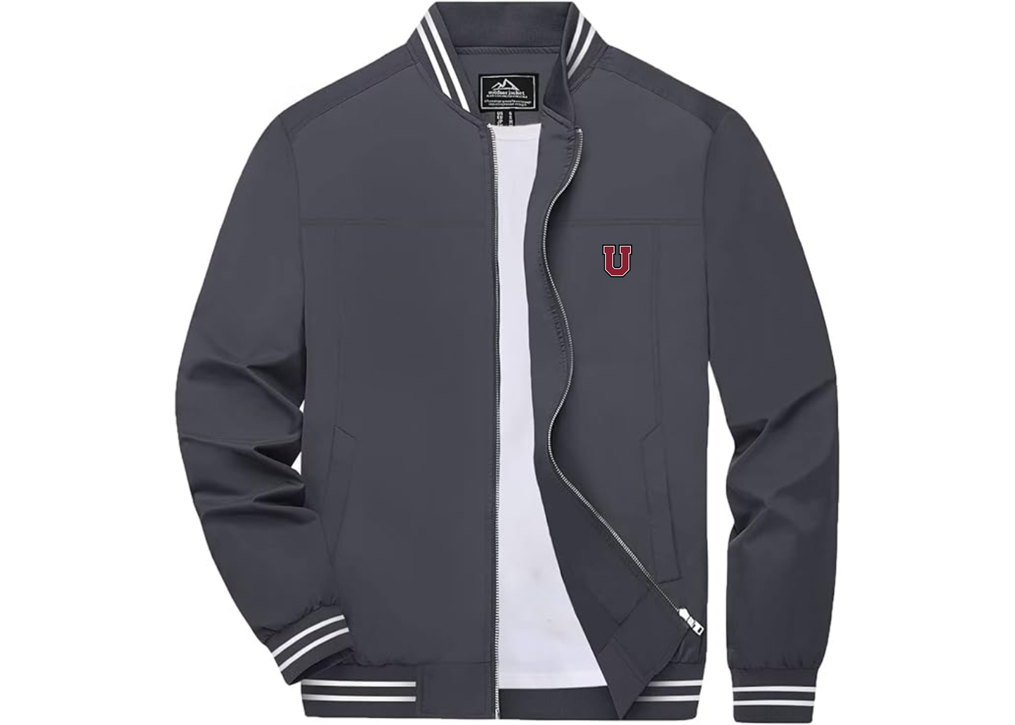 Men's Union Dutchmen Lightweight Zip-Up Bomber Jacket with Ribbed Collar and Cuffs Versatile Casual Outerwear