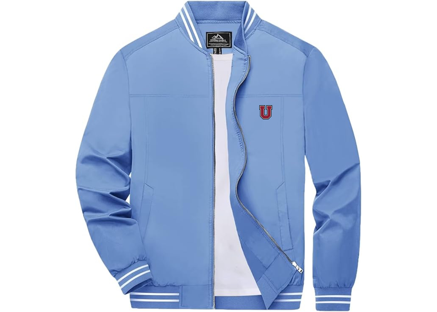 Men's Union Dutchmen Lightweight Zip-Up Bomber Jacket with Ribbed Collar and Cuffs Versatile Casual Outerwear