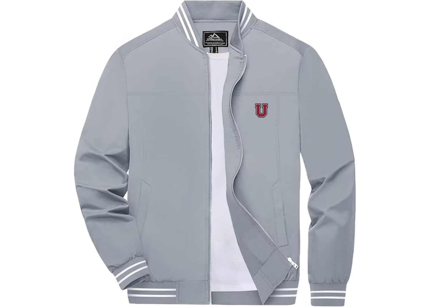 Men's Union Dutchmen Lightweight Zip-Up Bomber Jacket with Ribbed Collar and Cuffs Versatile Casual Outerwear