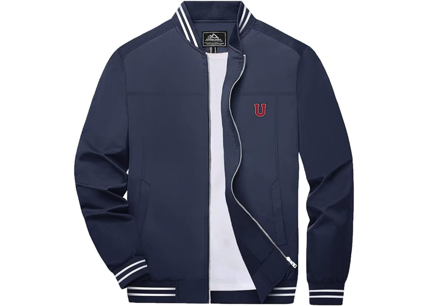 Men's Union Dutchmen Lightweight Zip-Up Bomber Jacket with Ribbed Collar and Cuffs Versatile Casual Outerwear