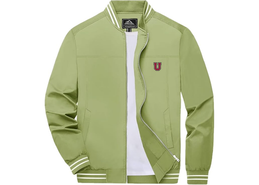 Men's Union Dutchmen Lightweight Zip-Up Bomber Jacket with Ribbed Collar and Cuffs Versatile Casual Outerwear