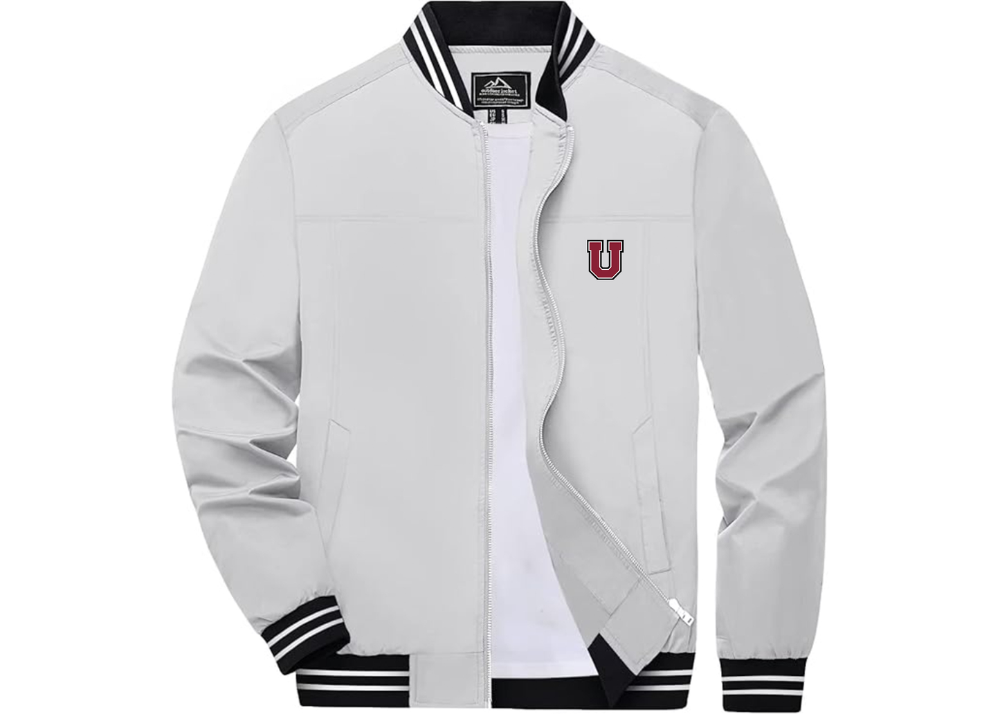 Men's Union Dutchmen Lightweight Zip-Up Bomber Jacket with Ribbed Collar and Cuffs Versatile Casual Outerwear