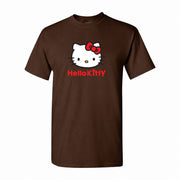Men's Hello Kitty Cotton T-Shirt - Dark Brown