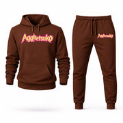 Men's Aggretsuko Hoodie Joggers Set - Brown digital placement mockup