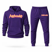 Men's Aggretsuko Hoodie Joggers Set - Purple digital placement mockup