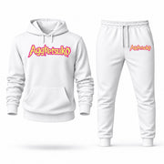 Men's Aggretsuko Hoodie Joggers Set - White digital placement mockup