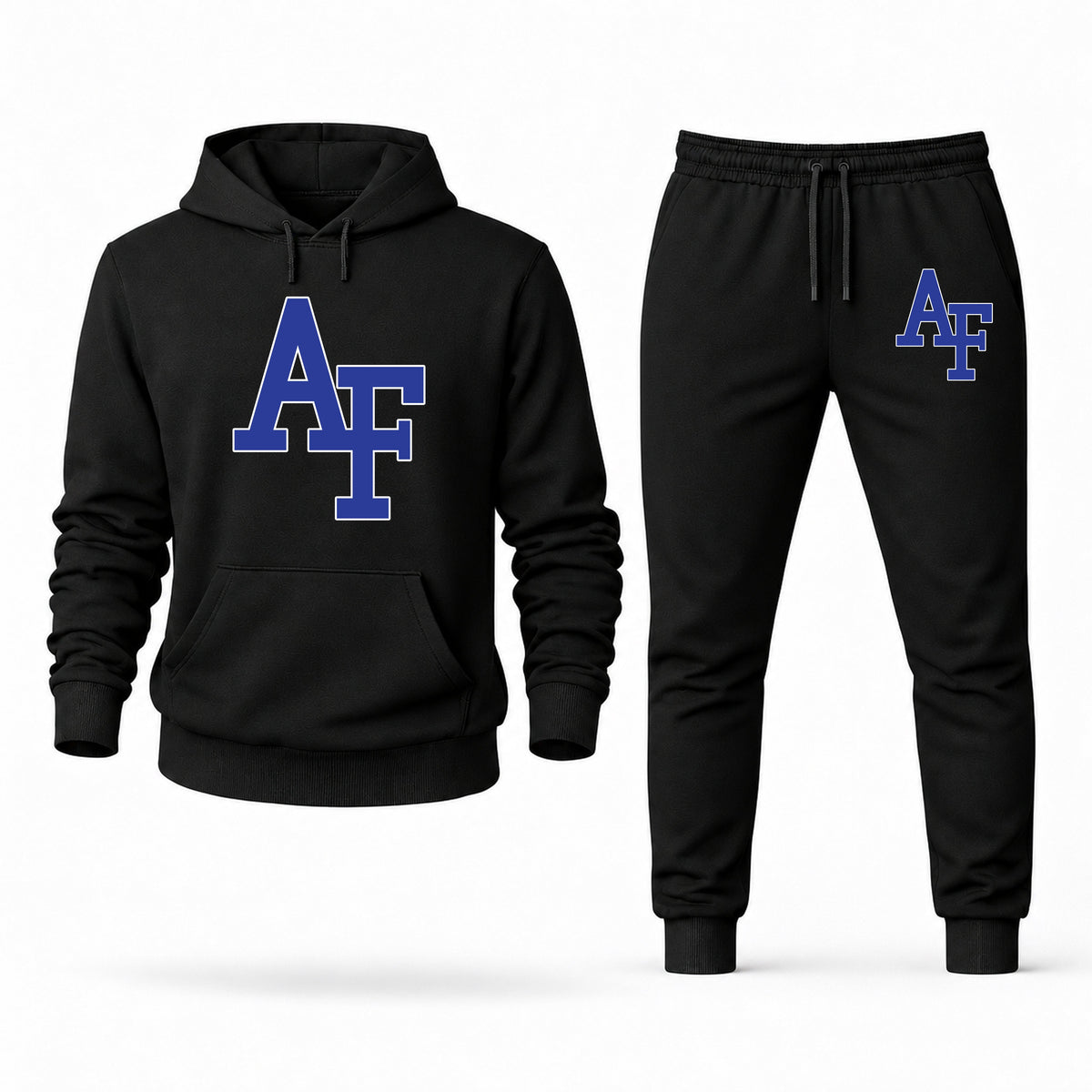 Men's Air Force Hoodie Joggers Set - Black digital placement mockup