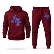 Men's Air Force Hoodie Joggers Set - Burgundy digital placement mockup