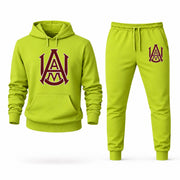 Men's Alabama A&M Hoodie Joggers Set - Lime Green digital placement mockup