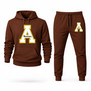 Men's App State Hoodie Joggers Set - Brown digital placement mockup