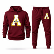 Men's App State Hoodie Joggers Set - Burgundy digital placement mockup