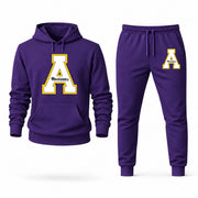 Men's App State Hoodie Joggers Set - Purple digital placement mockup
