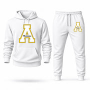 Men's App State Hoodie Joggers Set - White digital placement mockup