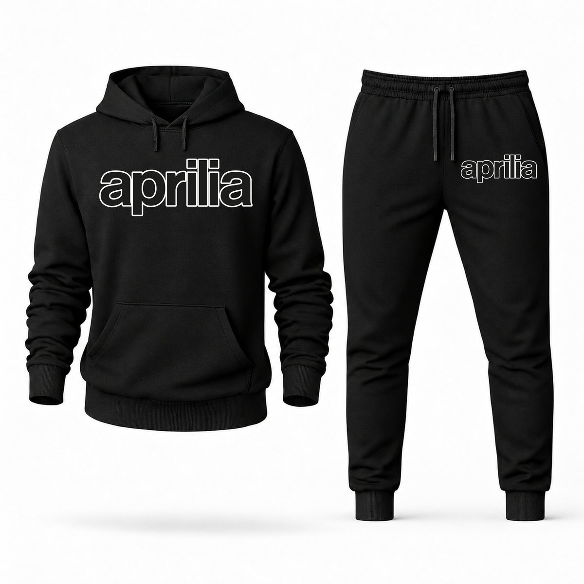 Men's Aprilia Hoodie Joggers Set - Black digital placement mockup