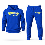Men's Aquaman Hoodie Joggers Set in Blue; digital artwork placement mockup