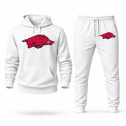 Men's Arkansas Hoodie Joggers Set - White digital placement mockup