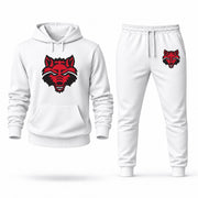 Men's Arkansas State Hoodie Joggers Set - White digital placement mockup