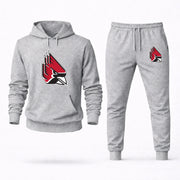 Men's Ball State Hoodie Joggers Set - Grey digital placement mockup