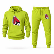 Men's Ball State Hoodie Joggers Set - Lime Green digital placement mockup