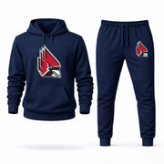 Men's Ball State Hoodie Joggers Set - Navy digital placement mockup