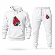 Men's Ball State Hoodie Joggers Set - White digital placement mockup