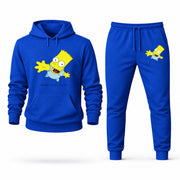 Men's Bart Simpson Hoodie Joggers Set - Blue digital placement mockup