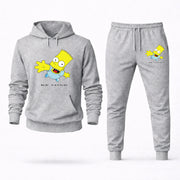 Men's Bart Simpson Hoodie Joggers Set - Grey digital placement mockup