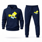 Men's Bart Simpson Hoodie Joggers Set - Navy digital placement mockup