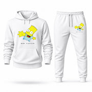 Men's Bart Simpson Hoodie Joggers Set - White digital placement mockup