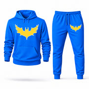 Men's Batgirl Hoodie Joggers Set in Azure; digital artwork placement mockup