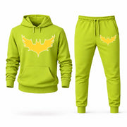 Men's Batgirl Hoodie Joggers Set in Lime Green; digital artwork placement mockup