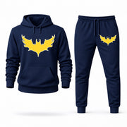 Men's Batgirl Hoodie Joggers Set in Navy; digital artwork placement mockup