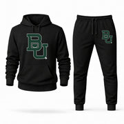 Men's Baylor Hoodie Joggers Set in Black; digital artwork placement mockup