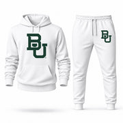 Men's Baylor Hoodie Joggers Set in White; digital artwork placement mockup