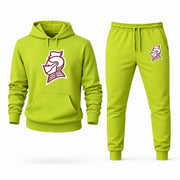Men's Bellarmine Hoodie Joggers Set - Lime Green digital placement mockup