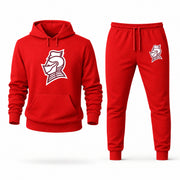 Men's Bellarmine Hoodie Joggers Set - Red digital placement mockup