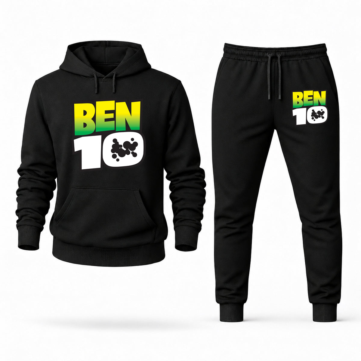 Men's Ben 10 Hoodie Joggers Set - Black digital placement mockup
