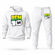 Men's Ben 10 Hoodie Joggers Set - White digital placement mockup