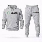 Men's Benelli Hoodie Joggers Set - Grey digital placement mockup