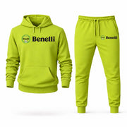 Men's Benelli Hoodie Joggers Set - Lime Green digital placement mockup