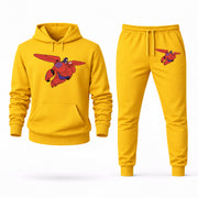 Men's Big Hero 6 Hoodie Joggers Set in Yellow; digital artwork placement mockup