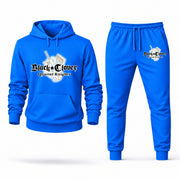 Men's Black Clover Hoodie Joggers Set - Azure digital placement mockup