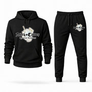 Men's Black Clover Hoodie Joggers Set - Black digital placement mockup