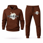 Men's Black Clover Hoodie Joggers Set - Brown digital placement mockup