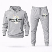 Men's Black Clover Hoodie Joggers Set - Grey digital placement mockup