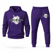 Men's Black Clover Hoodie Joggers Set - Purple digital placement mockup